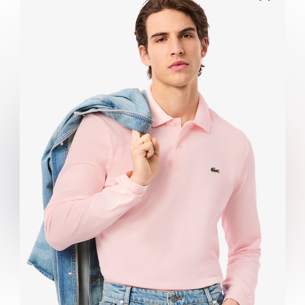 Lacoste Men's Classic Fit Long Sleeve Polo Shirt Light Pink - FR 7 / US XXL